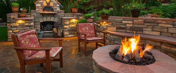 stone fire hardscaping