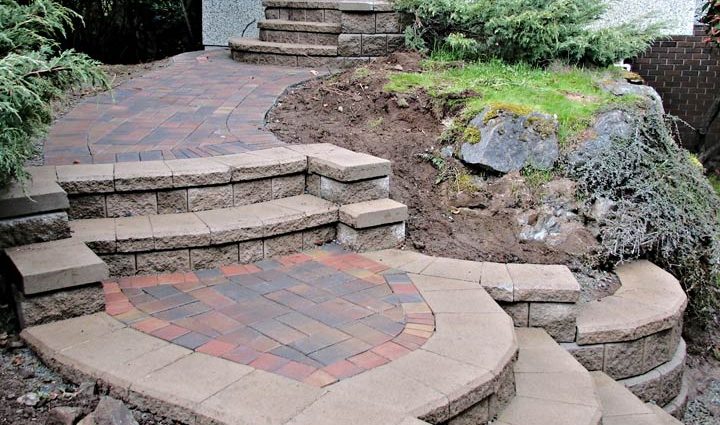 stone steps pavers as part of the hardscaping project of a yard